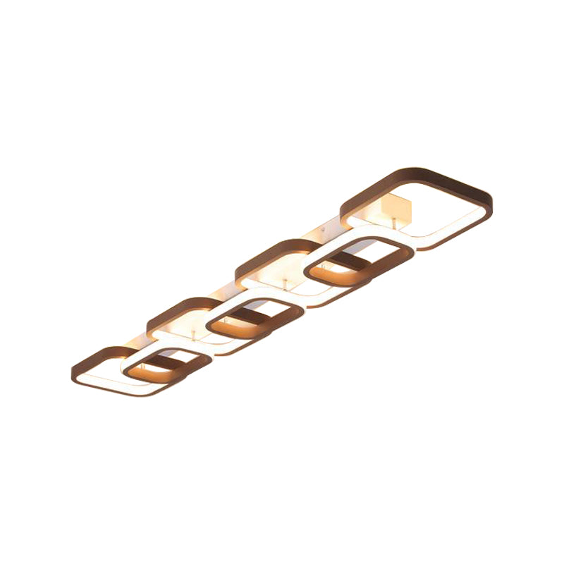 2/3/4 Heads Simple Square Flush Mount Ceiling Lamp Brown Hallway Ceiling Flush Mount in Warm/White Clearhalo 'Ceiling Lights' 'Close To Ceiling Lights' 'Close to ceiling' 'Flush mount' Lighting' 150041