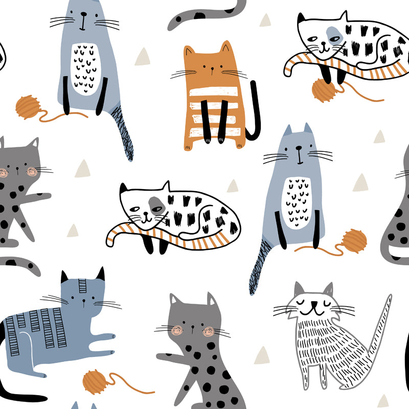 Kids Style Cat Wall Mural Decal Non-Woven Cloth Washable White Wall Art for Bedroom Clearhalo 'Wall Decor' 'Wall Mural' 1501439