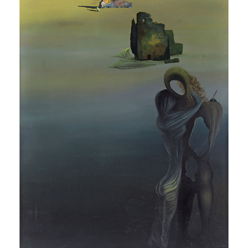 Blue Surrealist Wall Mural Full-Size Gradiva Finds the Anthropomorphic Ruins Wall Art Clearhalo 'Wall Decor' 'Wall Mural' 1502566