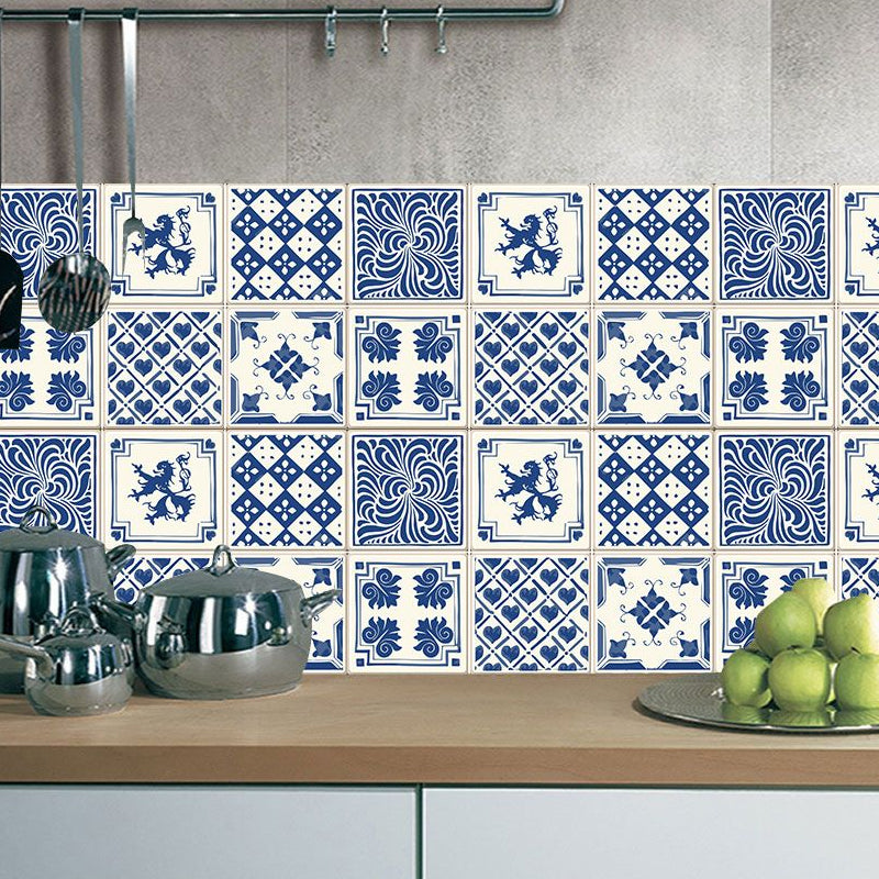 Ethnic Chinese Stick Wallpaper Panel Set for Accent Wall, Blue, 8' L x 8" W (18 Pieces) Clearhalo 'Wall Decor' 'Wallpaper' 1504582