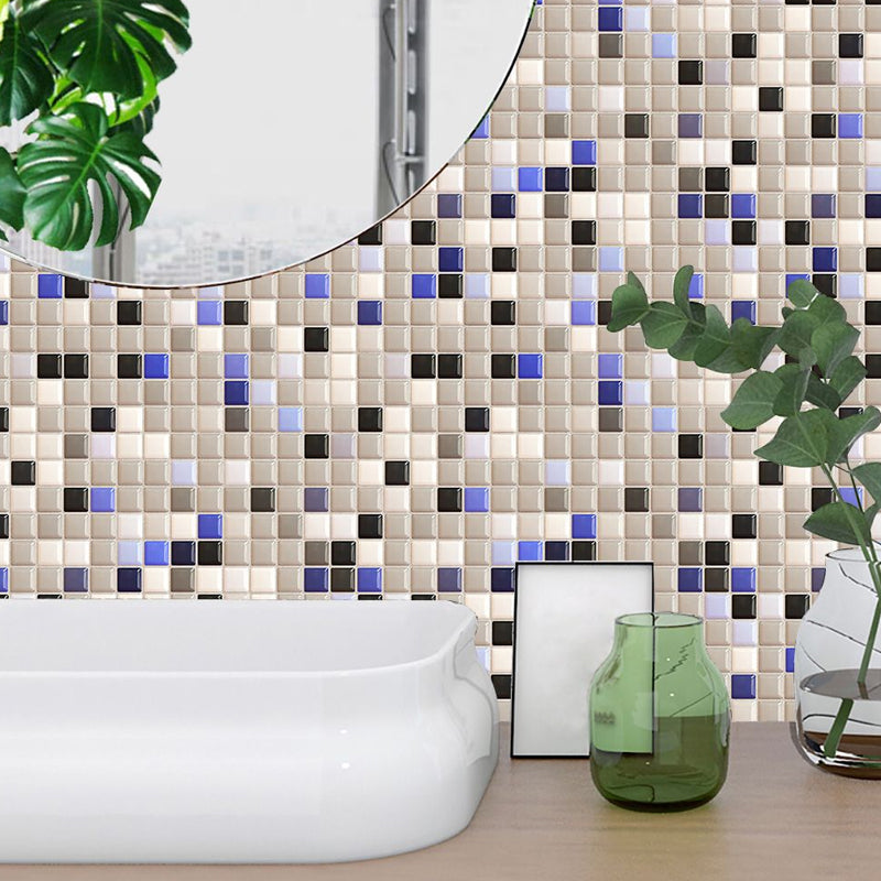 Mosaics Effect Peel off Wallpaper Panel Set PVC Contemporary Wall Art for Washroom Blue-Brown Clearhalo 'Wall Decor' 'Wallpaper' 1504641