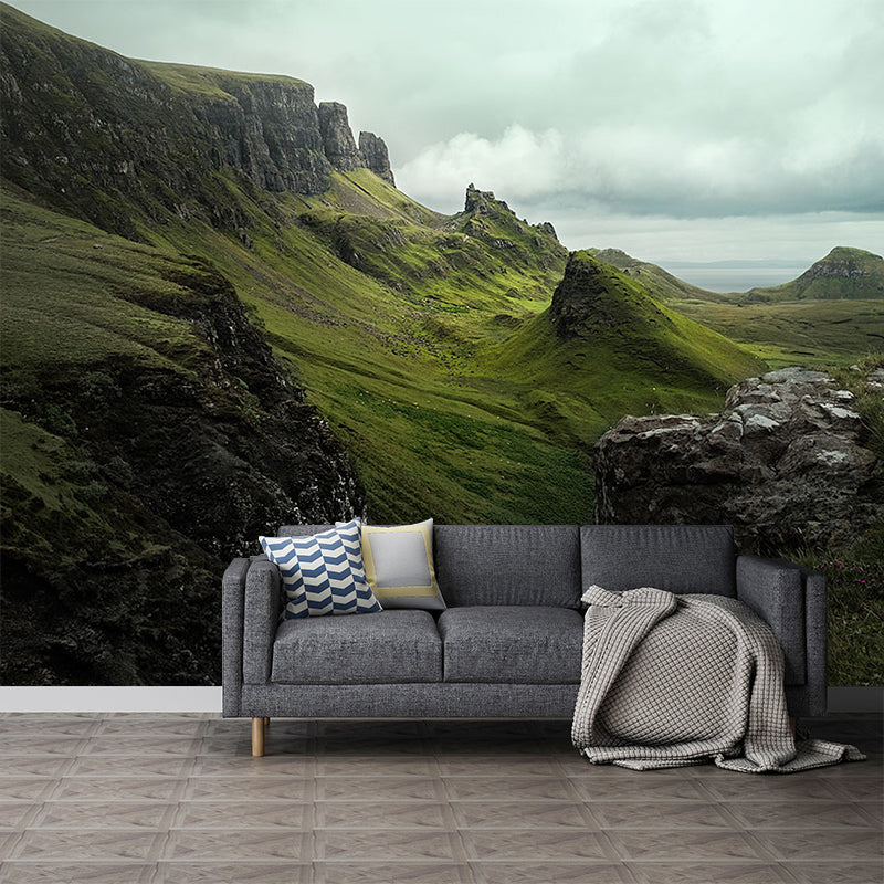 Green Mountainside Scenery Mural Wallpaper Moisture Resistant Wall Covering for Home Clearhalo 'Wall Decor' 'Wall Mural' 1505089