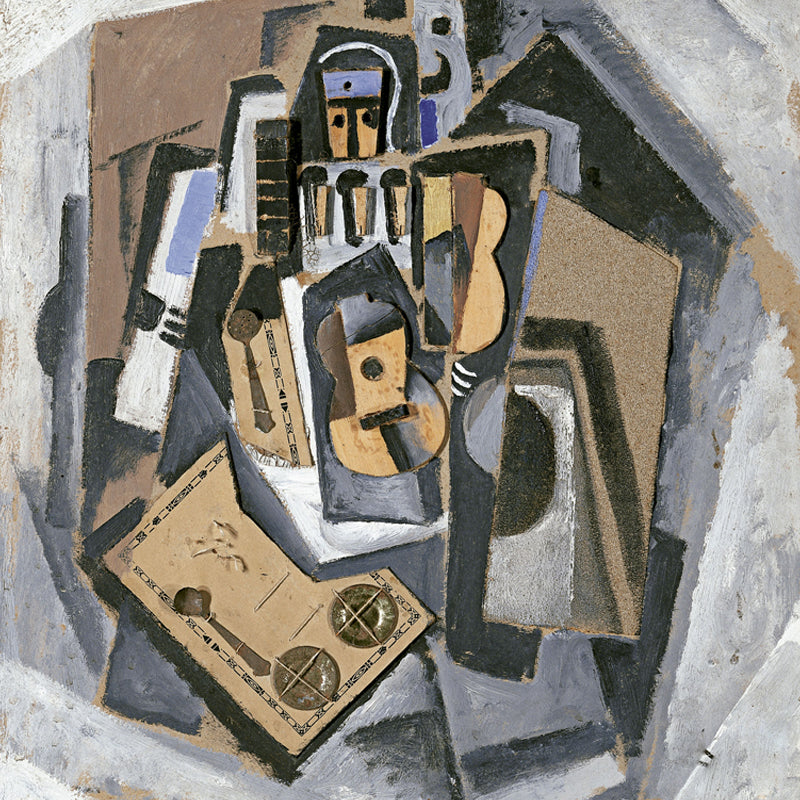 Illustration Pierrot and Guitar Mural Large Wall Art for Bedroom, Customized Size Clearhalo 'Wall Decor' 'Wall Mural' 1505646