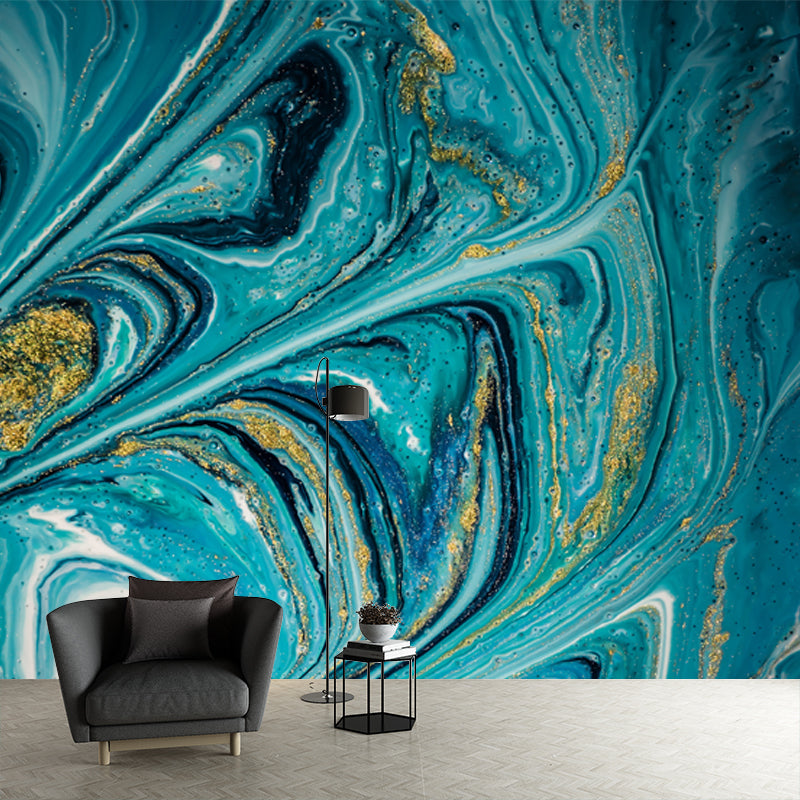 Sea Ripples Wall Paper Mural Blue Tropical Wall Covering for Bedroom, Custom Made Clearhalo 'Wall Decor' 'Wall Mural' 1505815