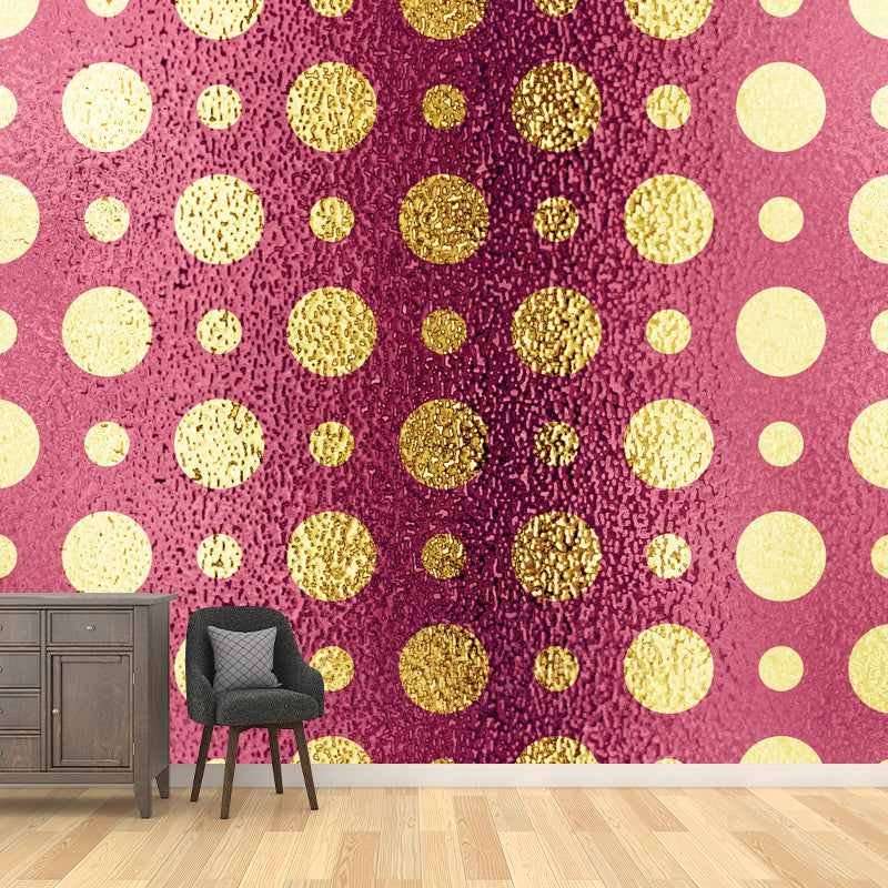 Large Polka Dots Wallpaper Mural for Home Foil Wall Art in Bright Color, Waterproof Pink Clearhalo 'Wall Decor' 'Wall Mural' 1505893