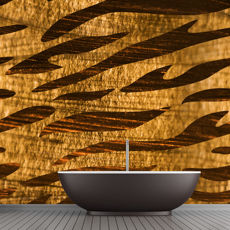 Contemporary Foil Wall Paper Mural for Home Personalized Wall Covering in Bright Color Gold Clearhalo 'Wall Decor' 'Wall Mural' 1506048