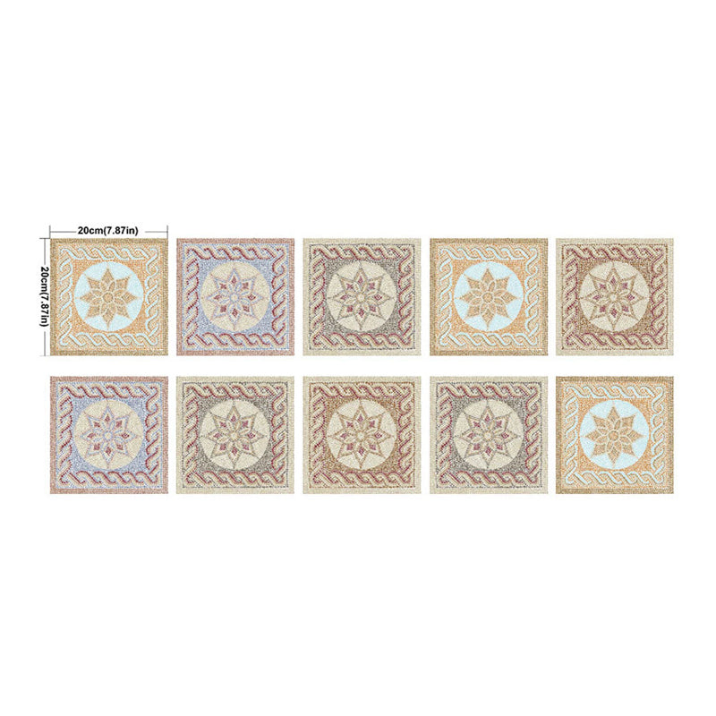 Mandala Peel and Stick Wallpapers 10 Pcs Yellow Vintage Wall Covering for Kitchen Clearhalo 'Vintage wall decor' 'Vintage' 'Wallpaper' Wall Decor' 1507632