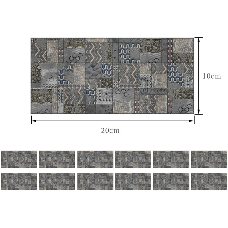 PVC Grey Wallpapers Nostalgic Zigzag Pattern Peel and Stick Wall Decor, 12 Pieces Clearhalo 'Vintage wall decor' 'Vintage' 'Wallpaper' Wall Decor' 1507671