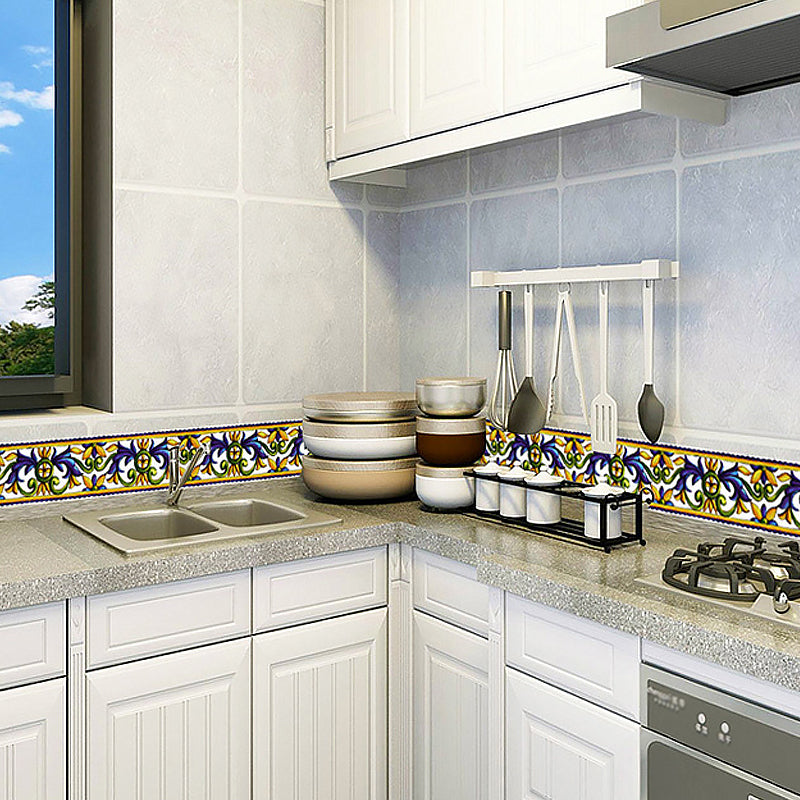 Vintage Scroll Flower Wallpaper Borders Yellow Peel and Paste Wall Art for Home, 2 Pieces Clearhalo 'Vintage wall decor' 'Vintage' 'Wallpaper' Wall Decor' 1507746