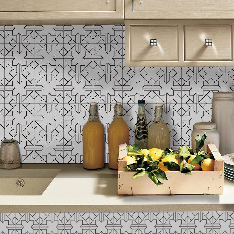 Symmetric Wallpaper Panels Modern Peel and Stick Kitchen Wall Decor, 3.5' L x 8" W, Grey Clearhalo 'Modern wall decor' 'Modern' 'Wallpaper' Wall Decor' 1508221