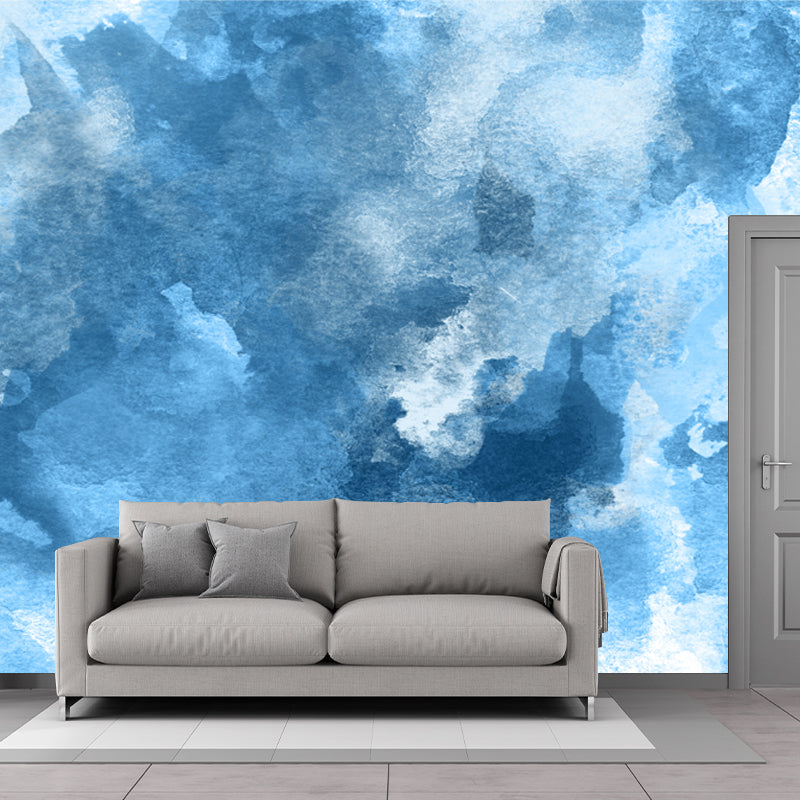 Blue Smoke Painting Mural Decal Abstract Modern Stain-Proof Wall Covering for Home Clearhalo 'Wall Decor' 'Wall Mural' 1508826