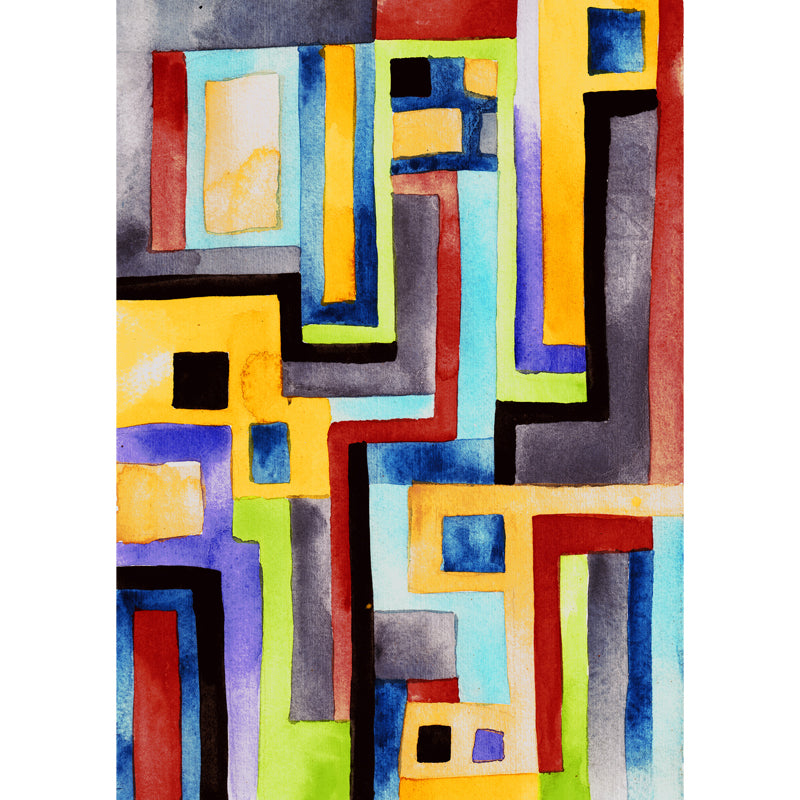 Orange Childrens Art Mural Wallpaper Whole House Floor Plan Wall Art for Bedroom Clearhalo 'Wall Decor' 'Wall Mural' 1508878