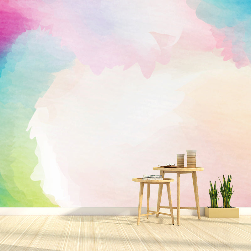 Cloud Wall Paper Mural Pink Art Deco Wall Covering for Girls Bedroom, Custom Print Clearhalo 'Wall Decor' 'Wall Mural' 1513411