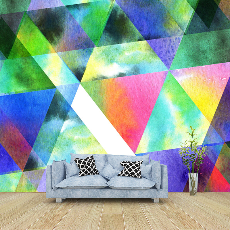 Full-Size Triangle Mural Wallpaper Green Non-Woven Fabric Wall Art, Waterproof, Custom Made Clearhalo 'Wall Decor' 'Wall Mural' 1513416