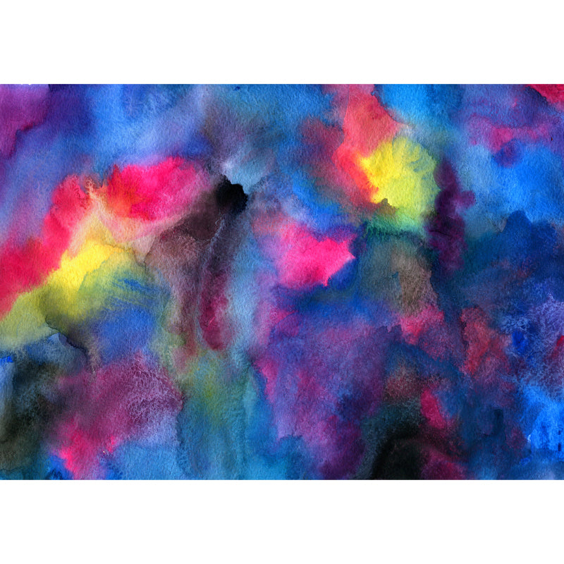 Non-Woven Washable Wall Mural Art Deco Hand Painted Abstract Wall Covering in Blue Clearhalo 'Wall Decor' 'Wall Mural' 1513437