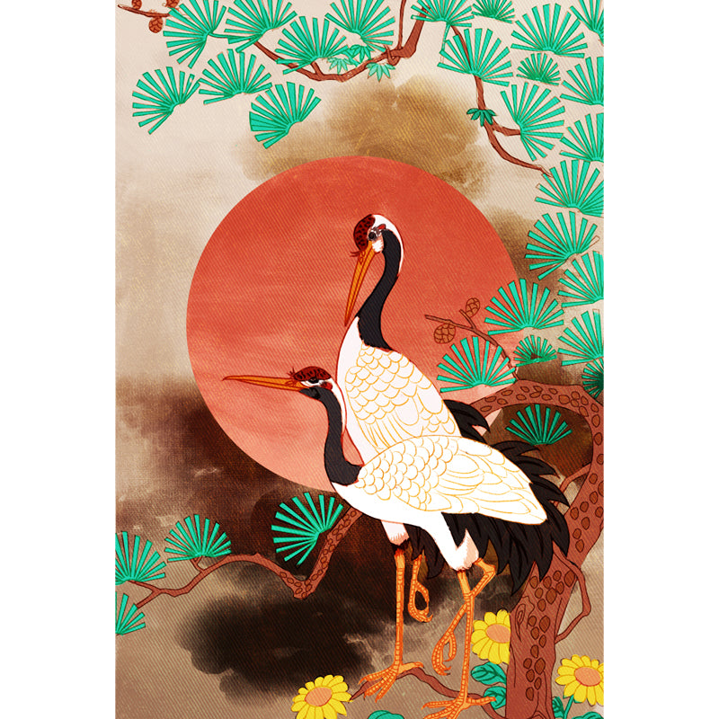 Halcyon under Pine Trees Mural Oriental Washable Living Room Wall Covering, Custom Size Clearhalo 'Wall Decor' 'Wall Mural' 1513674