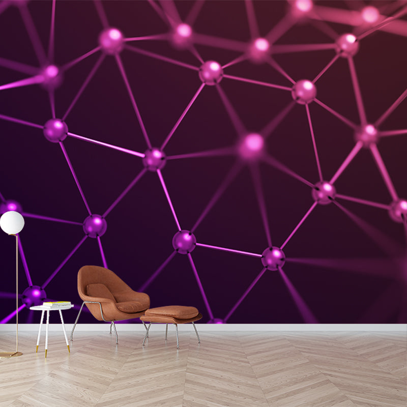 Stain-Proof Molecular Structure Mural Custom Size 3D Wall Covering for Accent Wall Purple Clearhalo 'Wall Decor' 'Wall Mural' 1513953