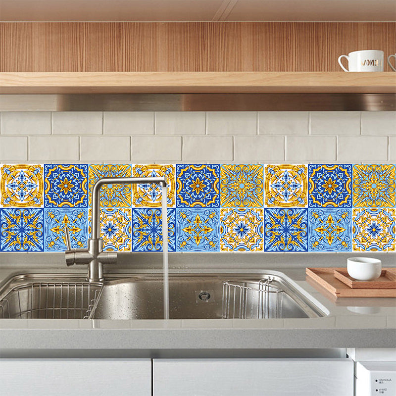 Fleur De Lis Stick Wallpapers Blue Bohemia Wall Art for Kitchen Backsplash, 18 Pieces Blue B Clearhalo 'Wall Decor' 'Wallpaper' 1514123
