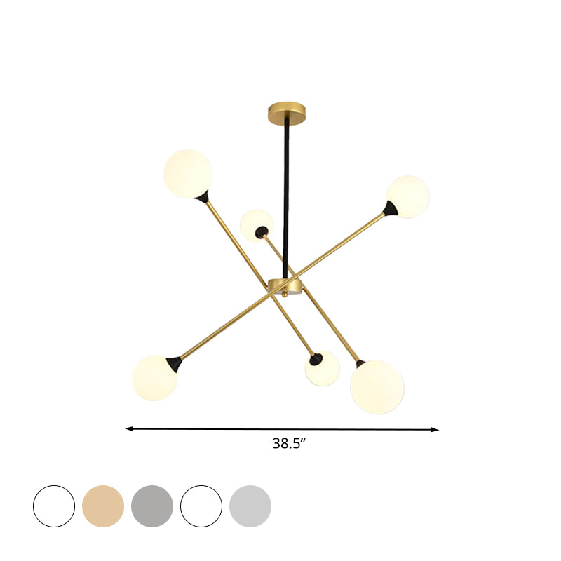Spark Shape Hanging Light Simple Style Metal Chandelier Light with Orb Shade for Restaurant Clearhalo 'Ceiling Lights' 'Chandeliers' 'Clear' 'Industrial' 'Modern Chandeliers' 'Modern' 'Tiffany' 'Traditional Chandeliers' Lighting' 1523080
