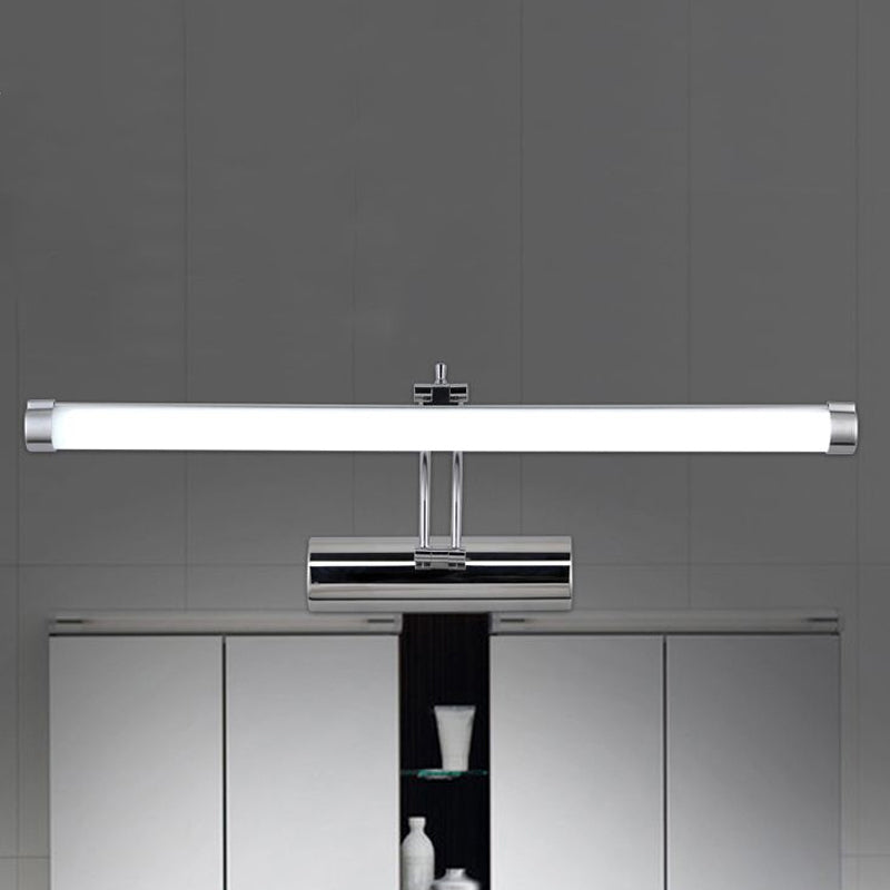 LED Indoor Vanity Light with Tubular Metallic Shade Modern Chrome Wall Sconce Lamp in Warm/White Light, 18"/21" W Clearhalo 'Cast Iron' 'Glass' 'Industrial' 'Modern wall lights' 'Modern' 'Tiffany' 'Traditional wall lights' 'Vanity Lights' 'Wall Lights' Lighting' 1523280