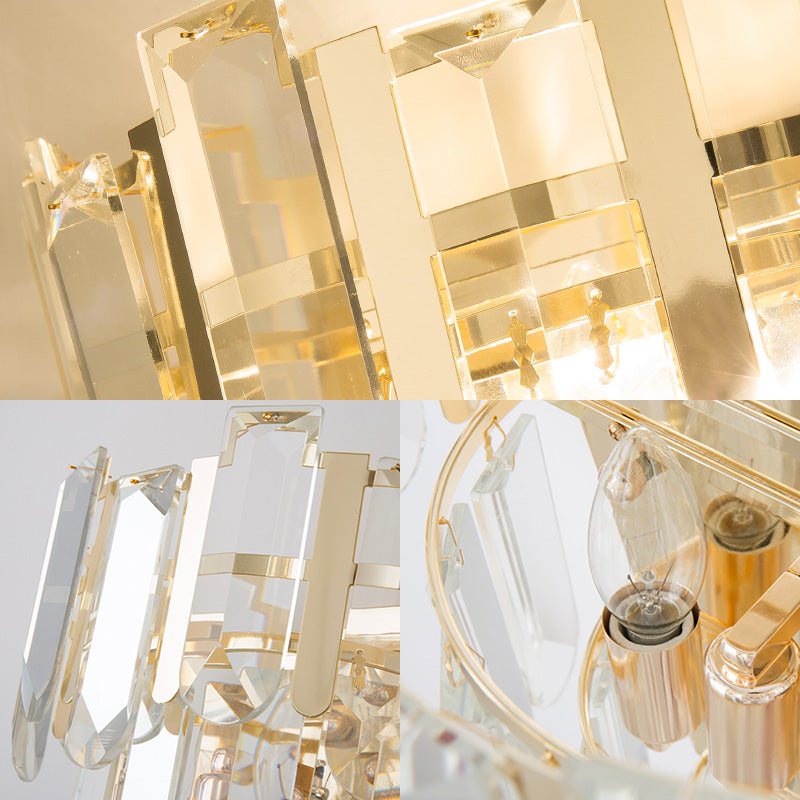 Clear Crystal Layered Wall Lamp Contemporary 3 Lights Wall Mounted Light in Gold for Bedroom Clearhalo 'Modern wall lights' 'Modern' 'Wall Lamps & Sconces' 'Wall Lights' Lighting' 153436