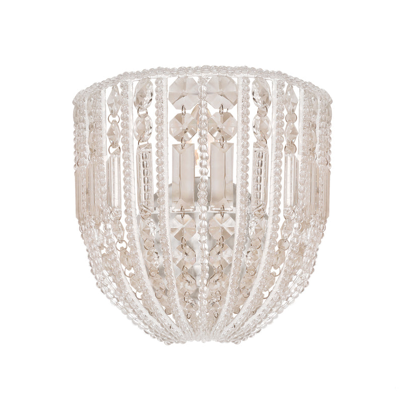 Beaded Wall Sconce Light Contemporary Style Clear Crystal 1 Head Wall Lamp for Living Room Clearhalo 'Modern wall lights' 'Modern' 'Wall Lamps & Sconces' 'Wall Lights' Lighting' 155844