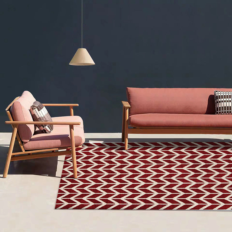 Simple Chevron Print Rug Red Polyester Rug Machine Washable Non-Slip Backing Area Rug for Bedroom Clearhalo 'Area Rug' 'Modern' 'Rugs' Rug' 1578940