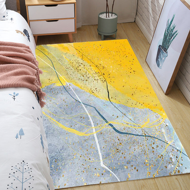 Contemporary Abstract Colorblock Rug Grey and Yellow Polyester Rug Washable Non-Slip Backing Area Rug for Living Room Clearhalo 'Area Rug' 'Modern' 'Rugs' Rug' 1579512