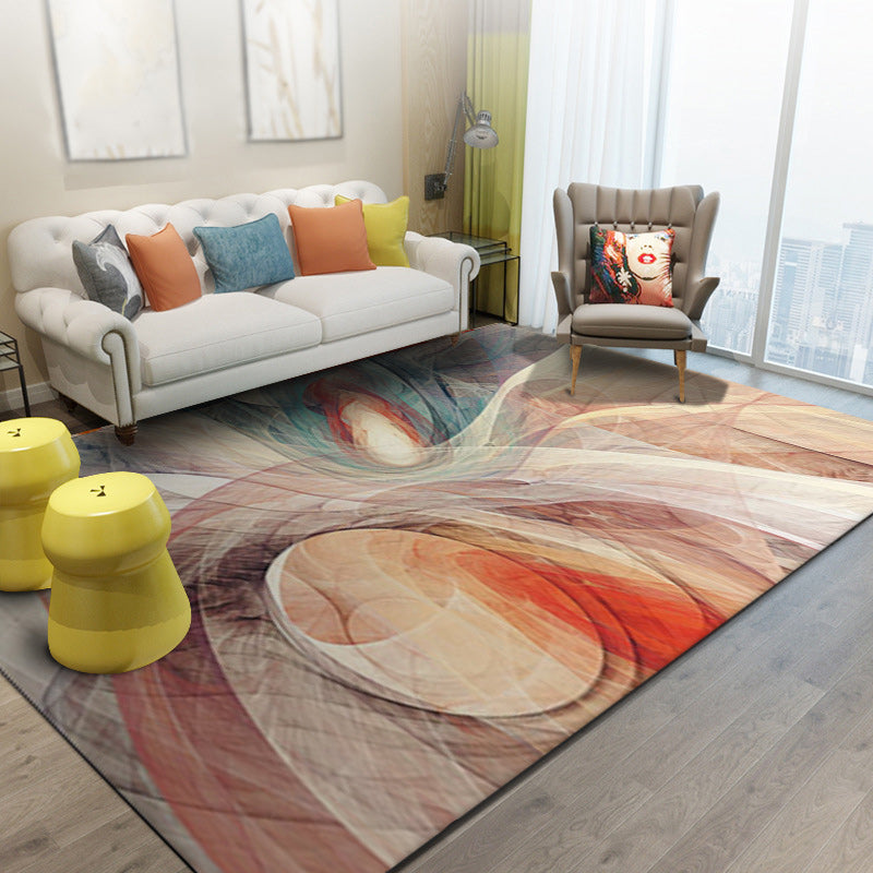 Stylish Abstract Rug Orange Industrial Rug Polyester Washable Anti-Slip  Backing Area Rug for Living Room - Clearhalo