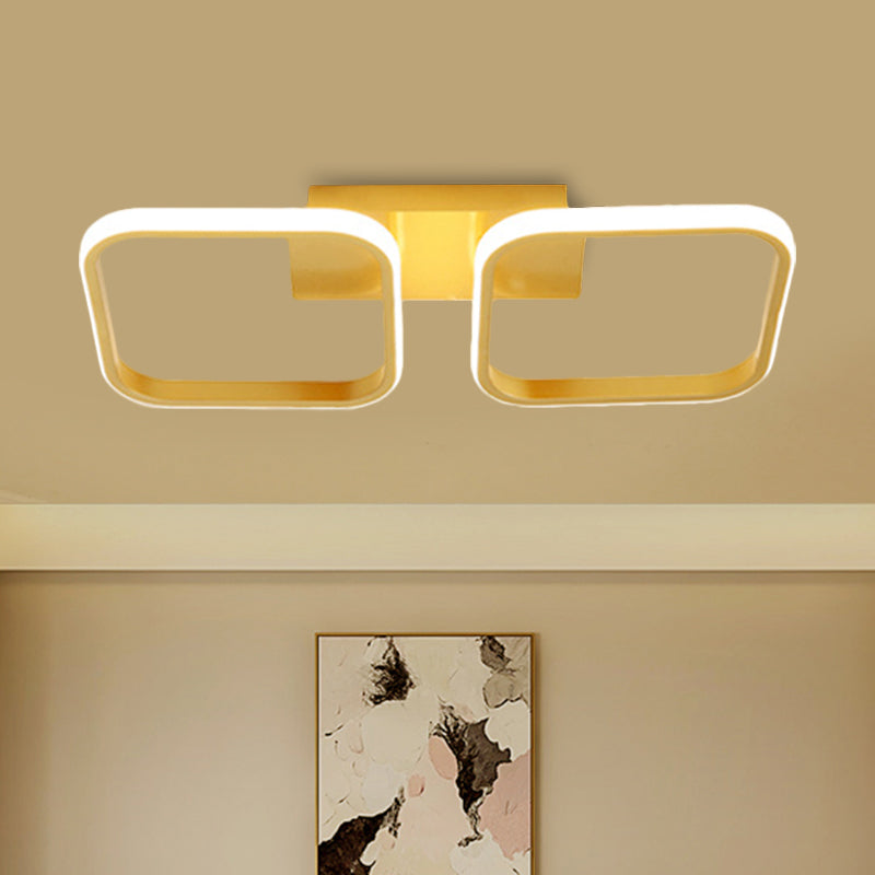 21.5"/31"/41" L Square Semi Flush Lamp Contemporary Acrylic Black/Gold LED Ceiling Mount Fixture in Warm/White Light Clearhalo 'Ceiling Lights' 'Close To Ceiling Lights' 'Close to ceiling' 'Semi-flushmount' Lighting' 1580607