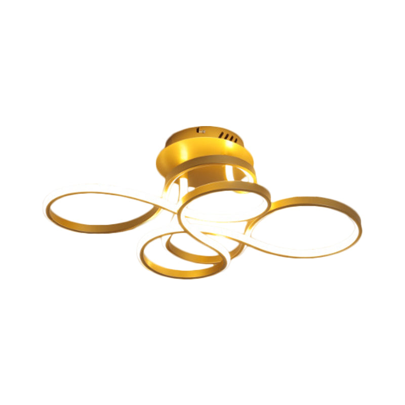 Metallic Twisted Line Flush Mount Simplicity White/Brass/Gold LED Close to Ceiling Lighting, White/3 Color Light Clearhalo 'Ceiling Lights' 'Close To Ceiling Lights' 'Close to ceiling' 'Semi-flushmount' Lighting' 1580721