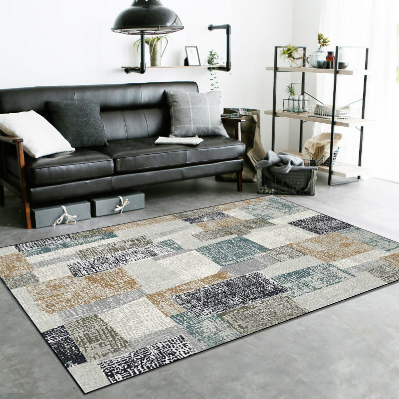 Grey Bedroom Rug Novelty Color Block Pattern Area Rug Polyester Non-Slip Pet Friendly Carpet Light Brown Clearhalo 'Area Rug' 'Rug' 1585609
