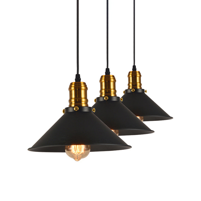 1/2/3-Pack Cone Metal Ceiling Pendant Vintage Stylish 1 Light Dining Room Pendant Light in Black, 10"/12"/14" Width Clearhalo 'Art Deco Pendants' 'Black' 'Cast Iron' 'Ceiling Lights' 'Ceramic' 'Crystal' 'Industrial Pendants' 'Industrial' 'Metal' 'Middle Century Pendants' 'Pendant Lights' 'Pendants' 'Rustic Pendants' 'Tiffany' Lighting' 158764