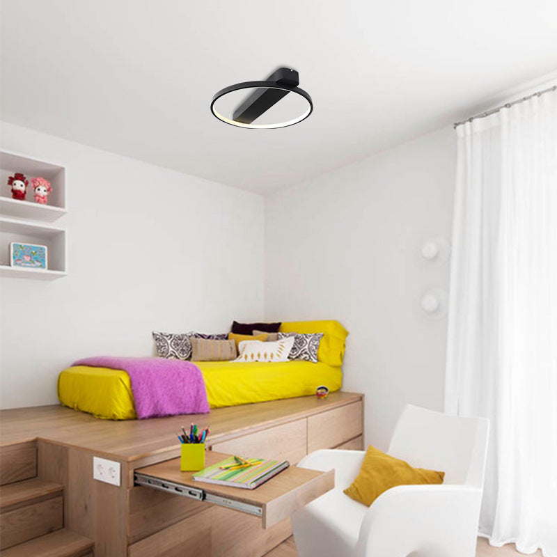 Ring Acrylic Flush Light Modern 18"/25.5" Wide LED Black/White Ceiling Lighting Fixture for Living Room Clearhalo 'Ceiling Lights' 'Close To Ceiling Lights' 'Close to ceiling' 'Flush mount' Lighting' 159072