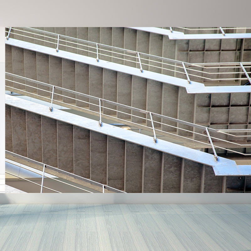 Modern Slide Staircase Mural Wallpaper Non-Woven Washable Grey Wall Covering for Bedroom Clearhalo 'Wall Decor' 'Wall Mural' 1595191