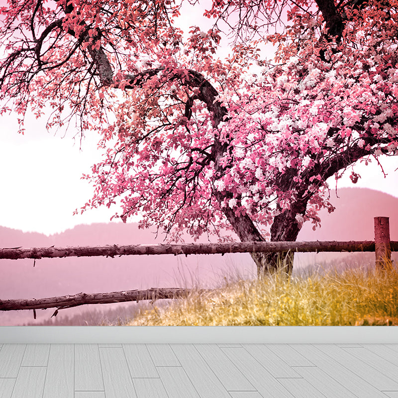 Home Decor Cherry Flower Mural Wallpaper Customized Modern Wall Covering for Kitchen Clearhalo 'Wall Decor' 'Wall Mural' 1595417