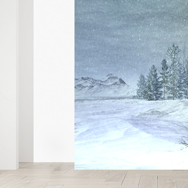 Giant Contemporary Wall Mural in White Plain Snow Scene Wall Decor, Custom Printed Clearhalo 'Wall Decor' 'Wall Mural' 1595596