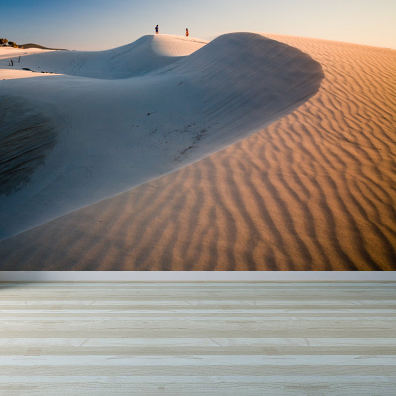 Modern Backlit Dune Scenery Mural Non-Woven Moisture Resistant White Wall Art for Home Clearhalo 'Wall Decor' 'Wall Mural' 1596311