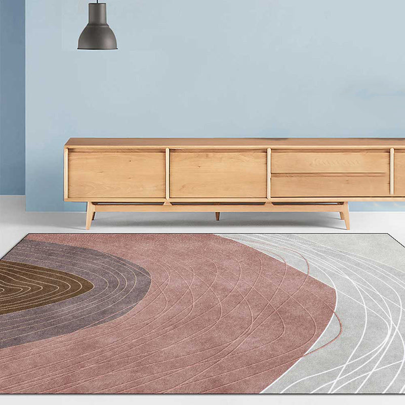 Novelty Living Room Rug Multi-colored Colorblock Wood Grain Print Rug Polyester Washable Pet Friendly Area Rug Pink Clearhalo 'Area Rug' 'Rug' 1596762