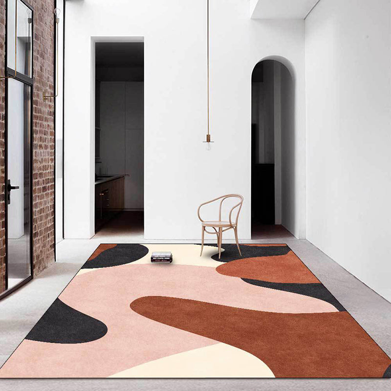 Novelty Living Room Rug in Pink and Brown Color Block Print Rug Polyester Pet Friendly Anti-Slip Area Rug Clearhalo 'Area Rug' 'Rug' 1597898