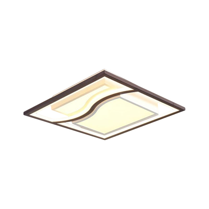 21" Wide Modernist Square Flush Mount Acrylic LED Bedroom Close to Ceiling Lighting in Black, Warm/White Light Clearhalo 'Ceiling Lights' 'Close To Ceiling Lights' 'Close to ceiling' 'Flush mount' Lighting' 1598540