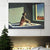 Red Edward Hopper Painting Woman on Bed Looking Out to Window Modern Textured Wall Art Red Clearhalo 'Art Gallery' 'Canvas Art' 'Contemporary Art Gallery' 'Modern' Arts' 1598719