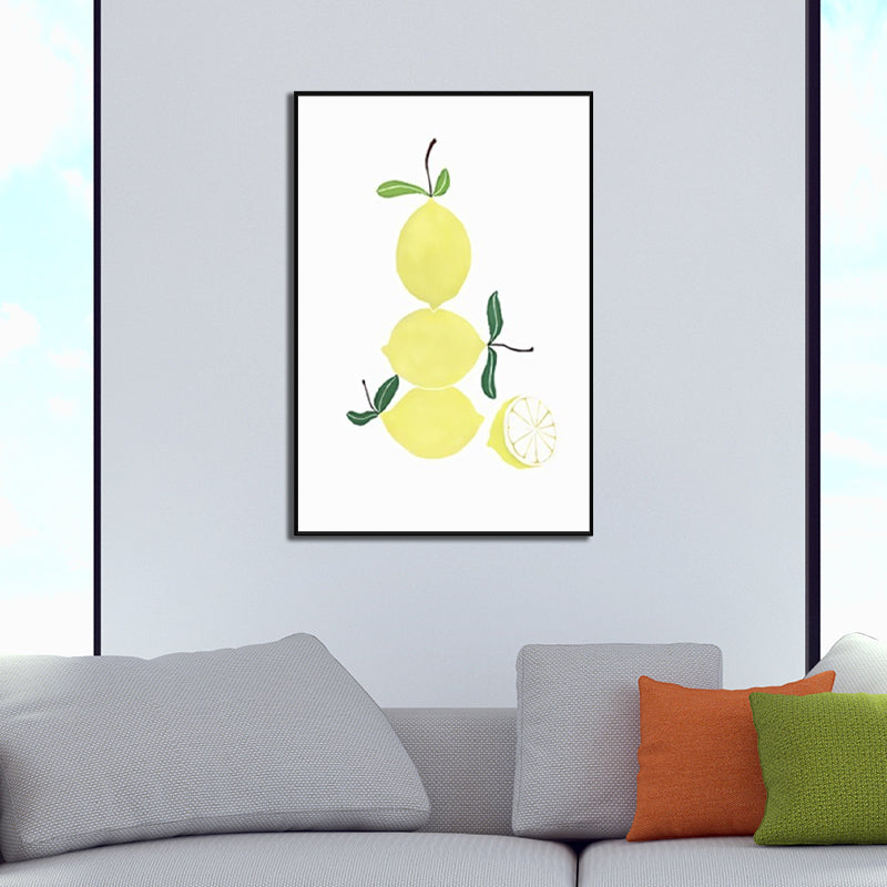 Fruit Print Wall Art Nordic Textured Wrapped Canvas in Soft Color for Living Room Yellow Clearhalo 'Arts' 'Canvas Art' 1599348