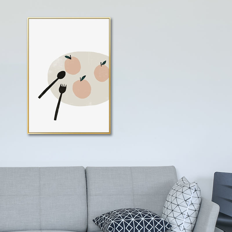 Light Color Nordic Art Print A Plate of Fruit Painting Canvas for Home Decoration White Clearhalo 'Arts' 'Canvas Art' 1599507