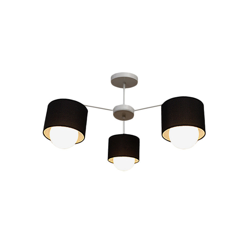 Black Round Semi Flush Ceiling Light Modern 3/6 Bulbs Fabric Flush Mount Chandelier for Sitting Room Clearhalo 'Ceiling Lights' 'Close To Ceiling Lights' 'Close to ceiling' 'Semi-flushmount' Lighting' 1604940