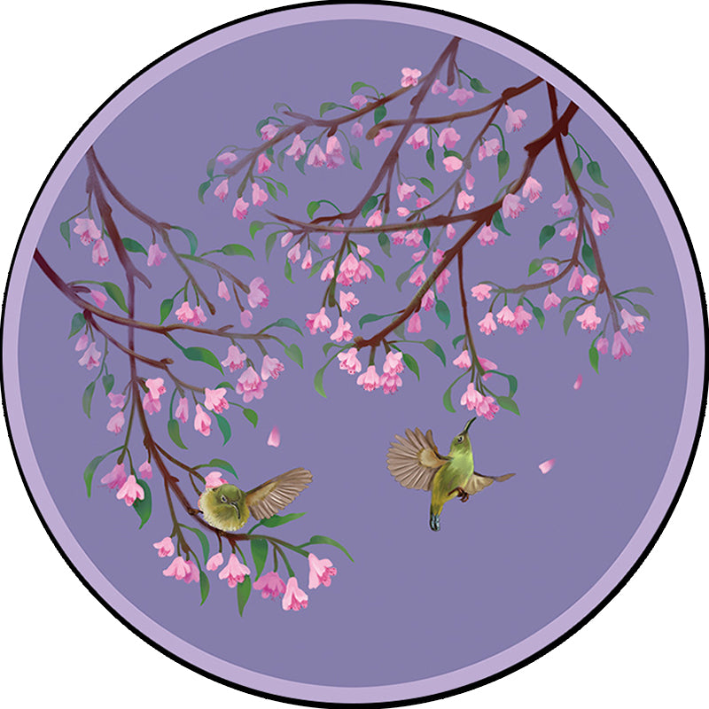 Purple Oriental Rug Polyester Floral and Bird Pattern Rug Washable Non-Slip Backing Carpet for Bedroom Clearhalo 'Area Rug' 'Rug' 1608720