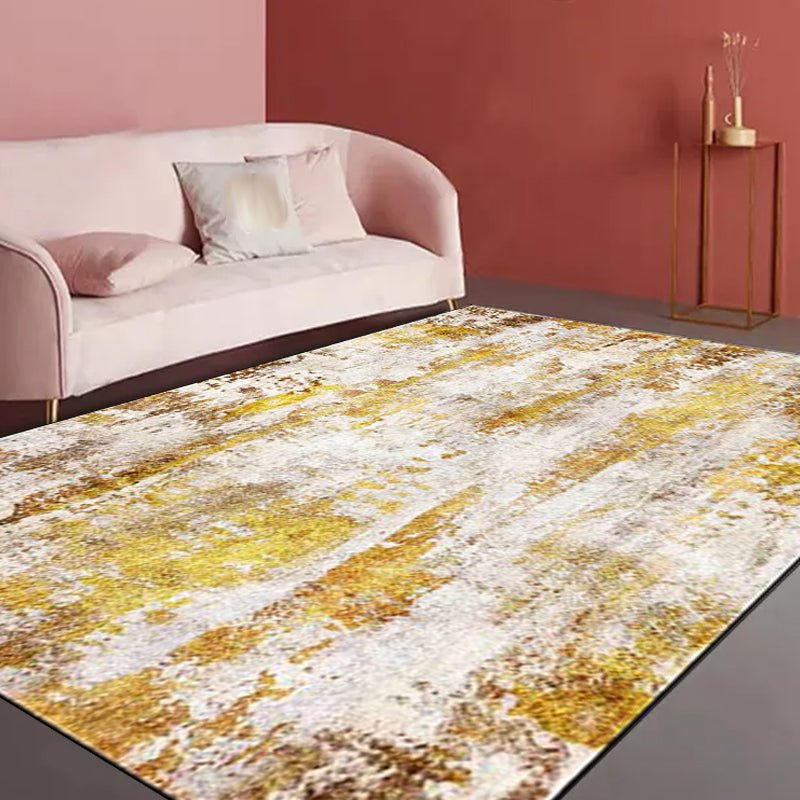 Stylish Abstract Rug Golden Industrial Rug Polyester Washable Anti
