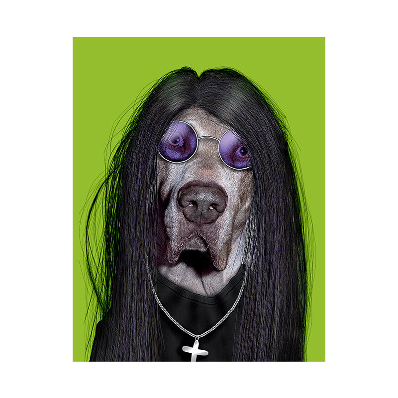 Funky Dog Boy Canvas Art for Teen Room Pet Print Wall Decor in Dark Color, Textured Clearhalo 'Art Gallery' 'Canvas Art' 'Kids' Arts' 1614225