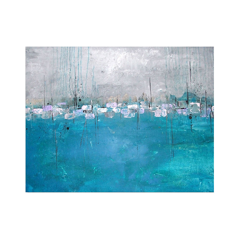 Blue-Grey Minimalism Painting Abstract Canvas Wall Art for Living Room, Textured Surface Clearhalo 'Art Gallery' 'Canvas Art' 'Contemporary Art Gallery' 'Modern' Arts' 1615207