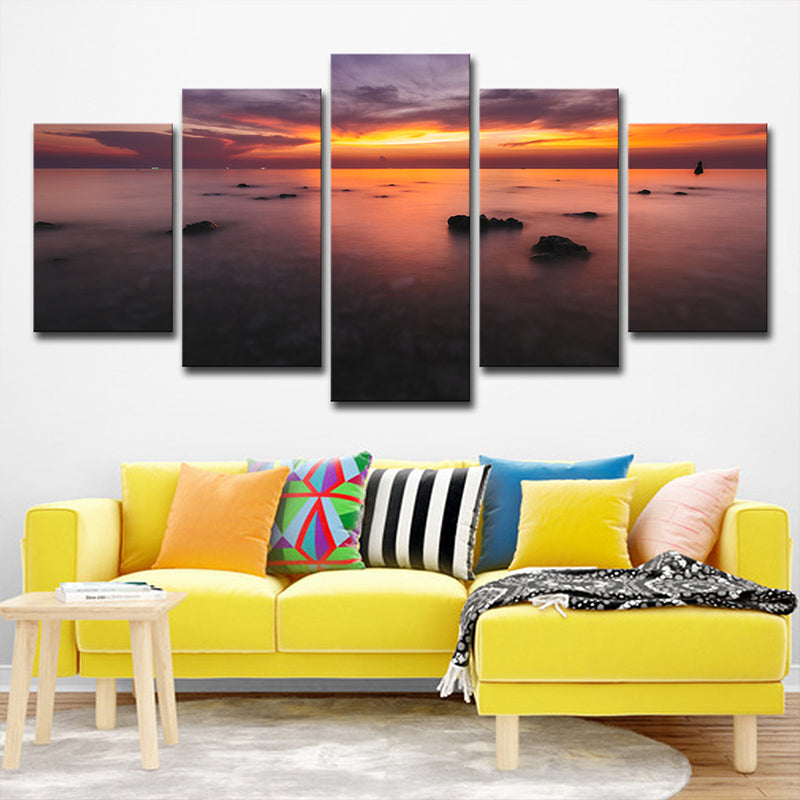 Orange Sunset Glow Wall Decor Multiple-Piece Glam House Interior Canvas Wall Art Clearhalo 'Arts' 'Canvas Art' 1615552